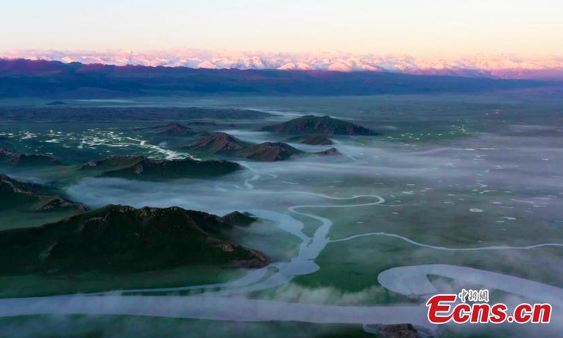 Magnificent sea of cloud scenery appears in Bayanbulak Grassland - China’s largest subalpine meadow steppe - in Hejing County, Xinjiang Uygur Autonomous Region, Aug. 2, 2021.(Photo/ China News Service)
