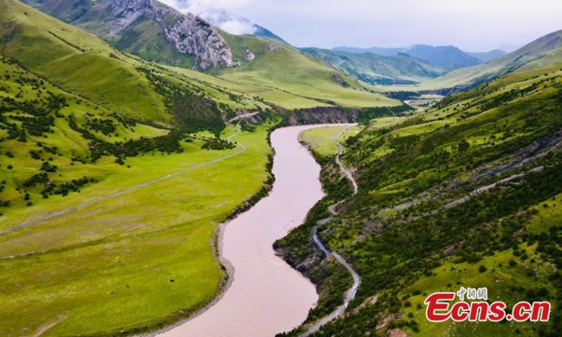 Aerial photo captures the picturesque scenery of Zadoi County in Yushu Tibetan autonomous prefecture, China' Qinghai Province, August 8, 2021. (Photo: China News Service/ Li Jiangning)
