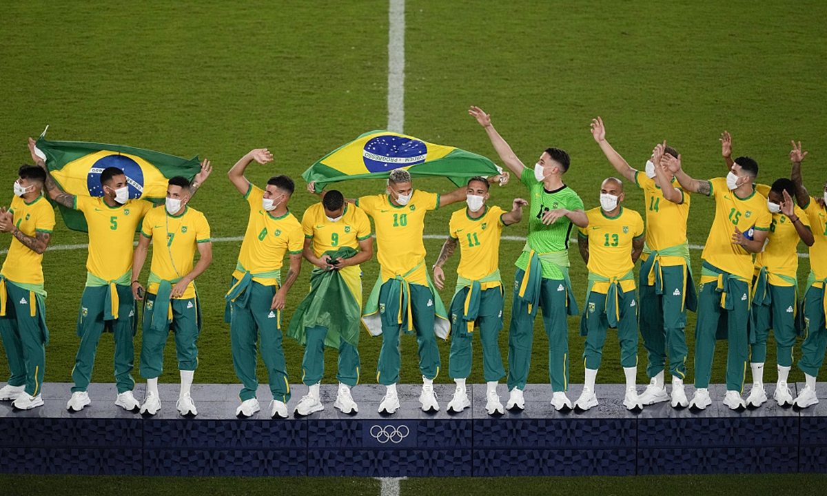 Brazil men football team at Tokyo Olympics Photo: VCG