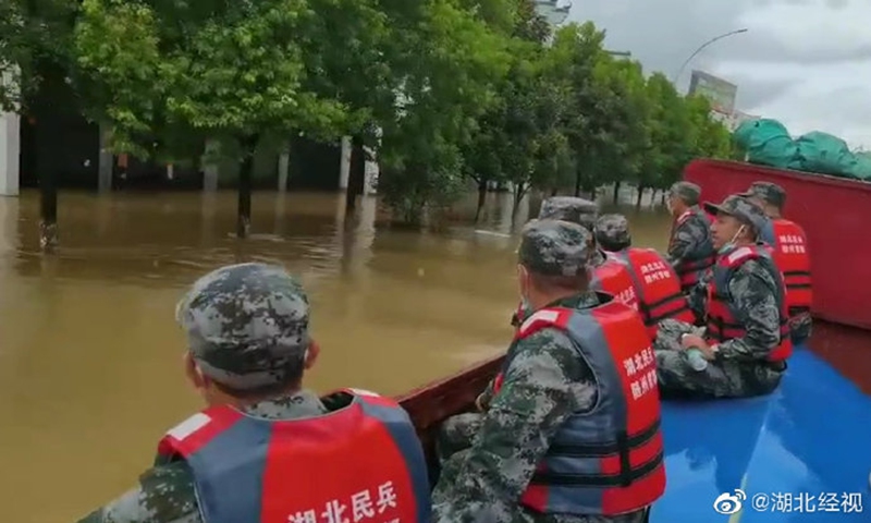 Several cities in Central China's Hubei Province were severely hit by heavy rainfall and floods with some initiating a high level emergency response for flood. Photo: Hubei Media Group on Sina Weibo