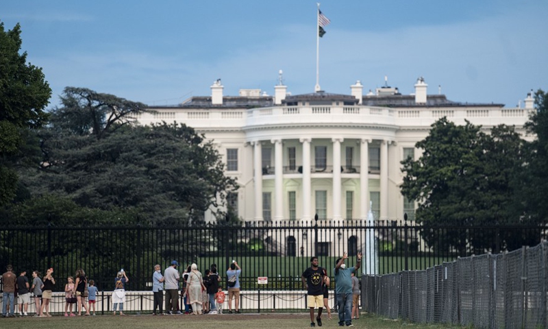 Tourists are seen near the White House in Washington, D.C., the United States, July 26, 2021.Photo:Xinhua