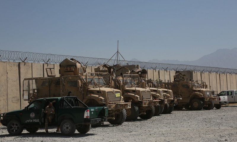 Photo taken on July 8, 2021 shows military vehicles abandoned by U.S. forces at the Bagram Airfield base after all U.S. and NATO forces evacuated in Parwan province, eastern Afghanistan.(Photo: Xinhua)