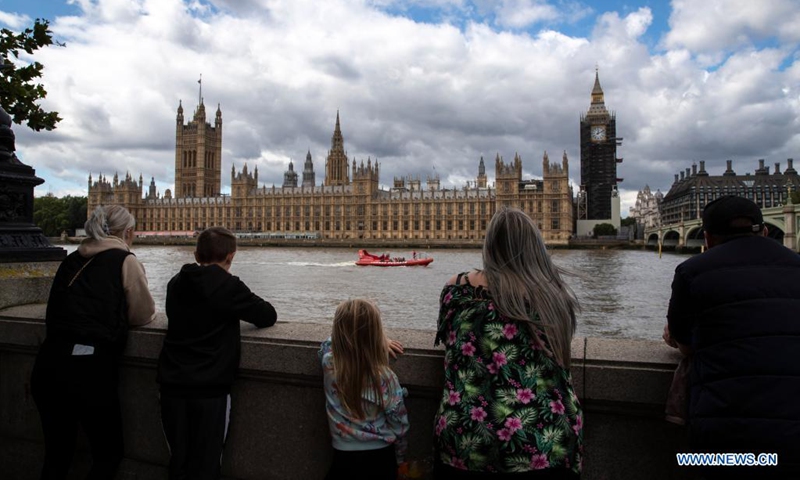 Photo taken on Aug. 18, 2021 shows the Houses of Parliament in London, Britain. British lawmakers on Wednesday criticized Prime Minister Boris Johnson's handling of the situation in Afghanistan amid the Taliban takeover of the country. Speaking at an emergency session of parliament, Johnson told the MPs the collapse of Afghanistan's government happened faster than expected, but denied his government was unprepared or did not foresee this.(Photo: Xinhua)
