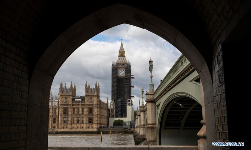 Photo taken on Aug. 18, 2021 shows the Houses of Parliament in London, Britain. British lawmakers on Wednesday criticized Prime Minister Boris Johnson's handling of the situation in Afghanistan amid the Taliban takeover of the country. Speaking at an emergency session of parliament, Johnson told the MPs the collapse of Afghanistan's government happened faster than expected, but denied his government was unprepared or did not foresee this.(Photo: Xinhua)