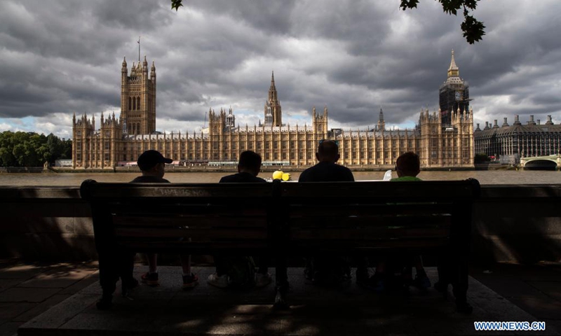 Photo taken on Aug. 18, 2021 shows the Houses of Parliament in London, Britain. British lawmakers on Wednesday criticized Prime Minister Boris Johnson's handling of the situation in Afghanistan amid the Taliban takeover of the country. Speaking at an emergency session of parliament, Johnson told the MPs the collapse of Afghanistan's government happened faster than expected, but denied his government was unprepared or did not foresee this.(Photo: Xinhua)