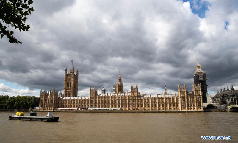 Photo taken on Aug. 18, 2021 shows the Houses of Parliament in London, Britain. British lawmakers on Wednesday criticized Prime Minister Boris Johnson's handling of the situation in Afghanistan amid the Taliban takeover of the country. Speaking at an emergency session of parliament, Johnson told the MPs the collapse of Afghanistan's government happened faster than expected, but denied his government was unprepared or did not foresee this.(Photo: Xinhua)