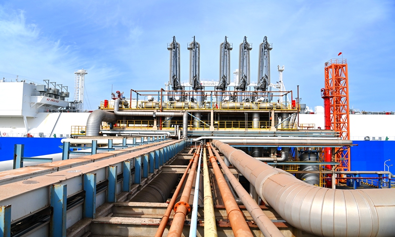 The second phase of LNG terminal of Sinopec Tianranqi Company has been completed in Qingdao, East China's Shandong Province on Tuesday. The LNG terminal's transfer capacity reached 7 million tons per year, equivalent to 9.6 billion cubic meters of natural gas. Photo: VCG