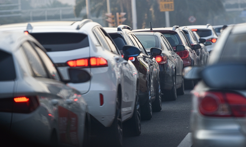 Traffic jams during the morning rush hour in Haikou, South China's Hainan Province Photo: VCG  