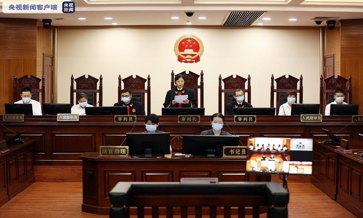 A young man who murdered his mother in 2015, a high-profile case as he was a student at the prestigious Peking University, was sentenced to death by a court in Fuzhou, East China's Fujian Province, on Thursday. Photo: CCTV