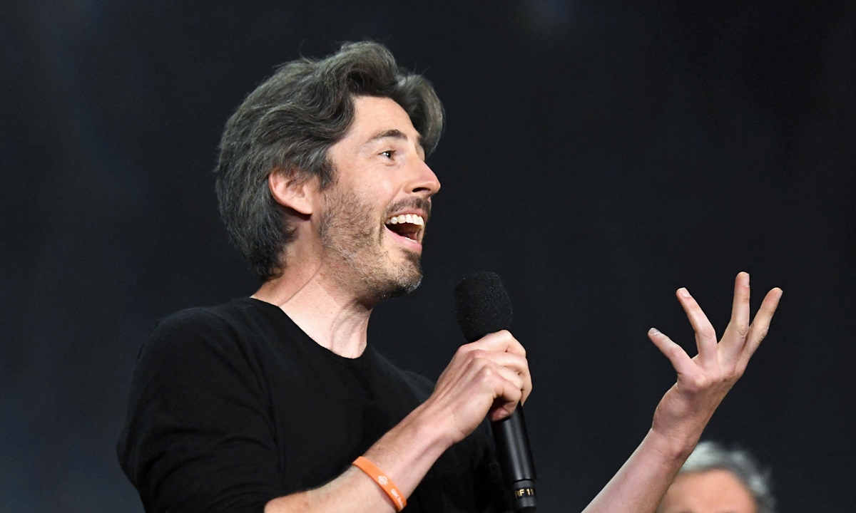 Director Jason Reitman speaks on stage during the CinemaCon 2021 Opening Night Event on Monday in Las Vegas, Nevada. CinemaCon 2021 Opening Night Event: The Big Screen is Back on Monday in Las Vegas, Nevada Photos: AFP