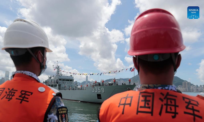 Naval vessels prepare to dock in Hong Kong, south China, Aug. 25, 2021. Photo:Xinhua