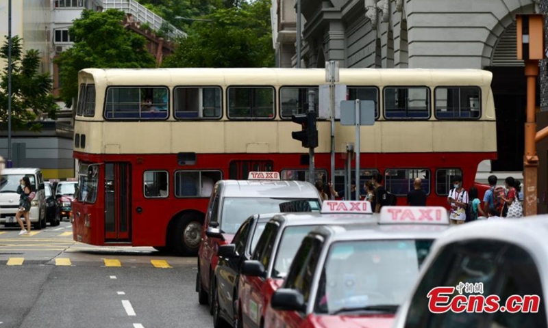 The retired Jumbo bus is seen at the street in Tsim Sha Tsui, Hong Kong, Aug. 14, 2021.Photo: CNSphoto 
