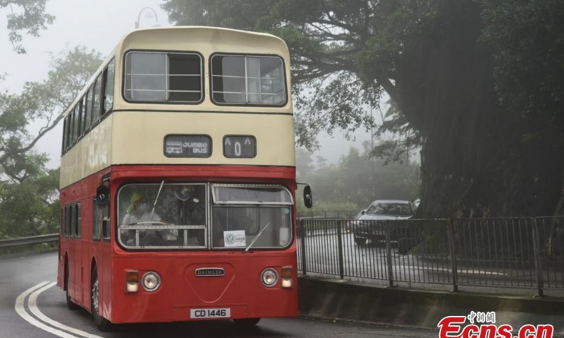 The retired Jumbo bus is seen at the street in Hong Kong, Aug. 14, 2021.Photo: CNSphoto 
