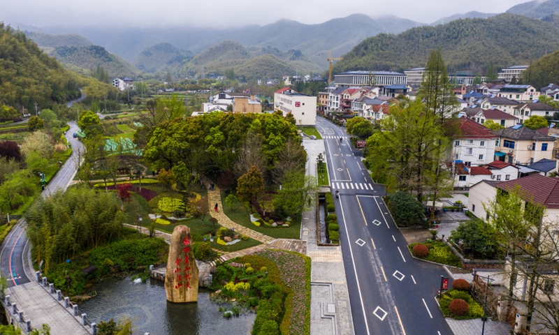 A bird's-eye view of Yucun village in Anji county, Zhejiang province. Photo:People's Daily 
