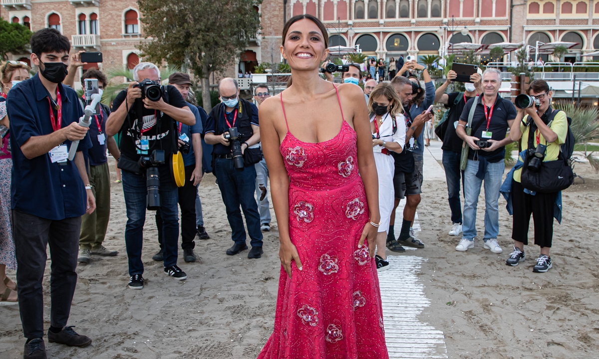 Actress Serena Rossi attends the patroness photocall during the 78th Venice International Film Festival on Tuesday in Venice, Italy. Photo: IC