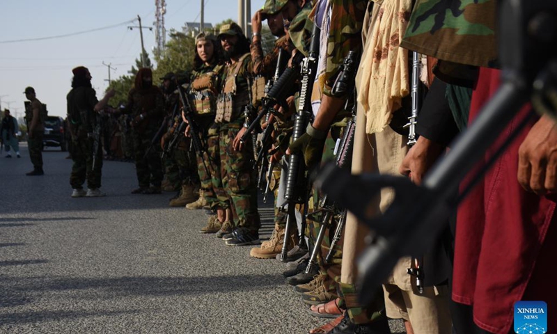 Taliban members are seen in Mazar-i-Sharif, capital of northern Balkh province, Afghanistan, Aug. 31, 2021.Photo:Xinhua