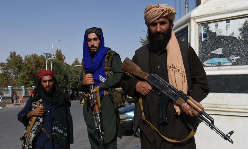 Taliban members are seen in Mazar-i-Sharif, capital of northern Balkh province, Afghanistan, Aug. 31, 2021.Photo:Xinhua