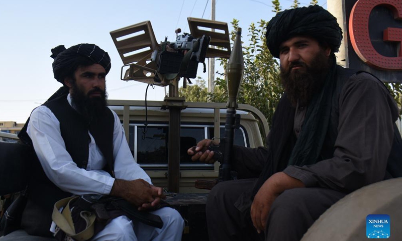 Taliban members are seen in Mazar-i-Sharif, capital of northern Balkh province, Afghanistan, Aug. 31, 2021.Photo:Xinhua