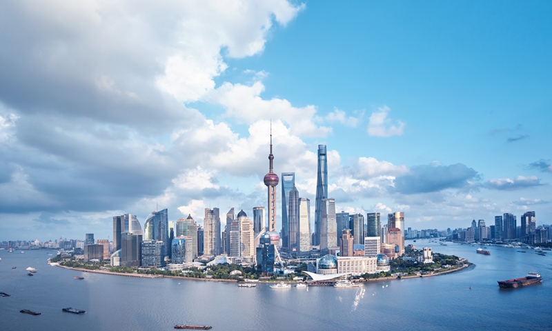 A view of the Lujiazui area, a financial zone, in Shanghai Photo: VCG