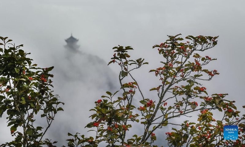 Aerial photo taken on Sept. 2, 2021 shows the twisting mountain road of Longtoushan scenic area in Nanzheng District of Hanzhong, northwest China's Shaanxi Province.Photo:Xinhua