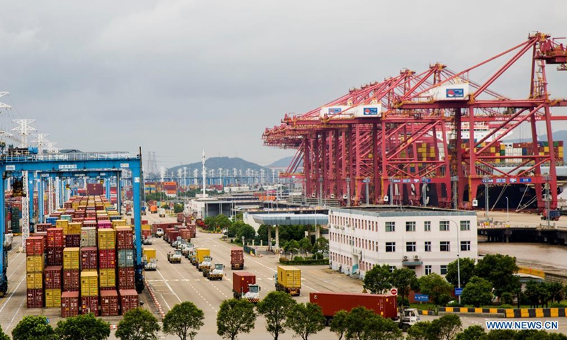 Photo taken on Aug. 15, 2021 shows a view of the Ningbo-Zhoushan Port in Ningbo, east China's Zhejiang Province. Photo: Xinhua 