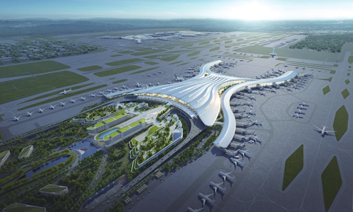 Rendering of Terminal 3 of Guangzhou Baiyun International Airport in Guangzhou, South China's Guangdong Province Photo: cnsphoto