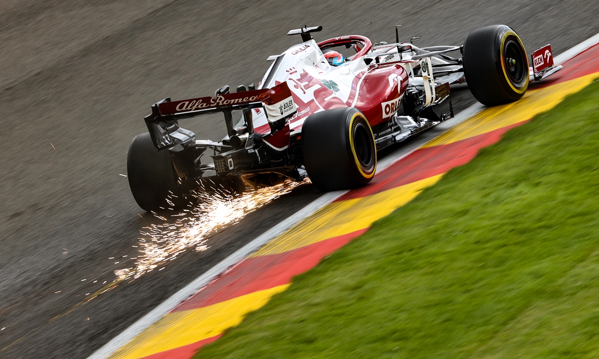 Kimi Raikkonen drives during the first practice session of the Belgian Grand Prix in Spa on August 27. Photo: VCG