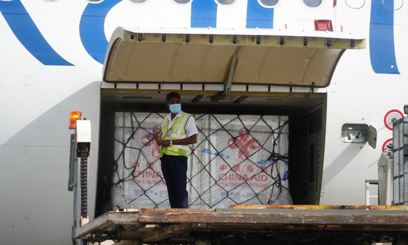 The COVID-19 vaccine donation from China arrives at the Bandaranaike International Airport on the outskirts of Colombo, Sri Lanka, July 27, 2021. Photo: Xinhua 