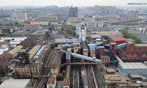 Aerial photo taken on April 26, 2021 shows the Kailuan coal mine in Tangshan City, North China's Hebei Province. Photo: Xinhua