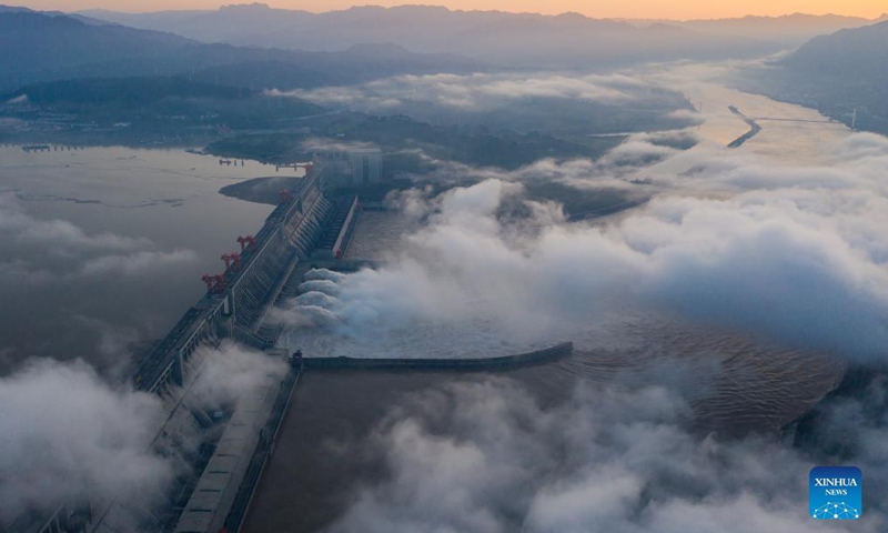 Aerial photo taken on Sep 10, 2021 shows the scenery of the Three Gorges Reservoir in Zigui County of Yichang City, central China's Hubei Province.Photo:Xinhua