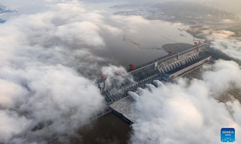 Aerial photo taken on Sep 10, 2021 shows the scenery of the Three Gorges Reservoir in Zigui County of Yichang City, central China's Hubei Province.Photo:Xinhua