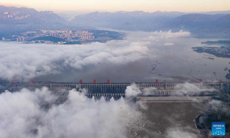 Aerial photo taken on Sep 10, 2021 shows the scenery of the Three Gorges Reservoir in Zigui County of Yichang City, central China's Hubei Province.Photo:Xinhua
