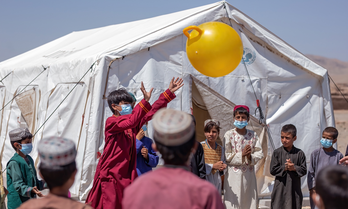UNICEF continues to provide recreational activities at the settlement for internally displaced people in the west of Afghanistan's Herat City. Photo: Courtesy of UNICEF