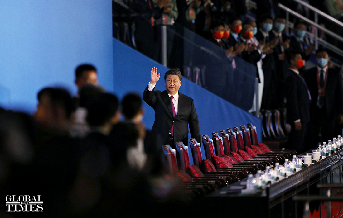 Chinese President Xi Jinping attends the opening ceremony of the 14th National Games in Shaanxi Province on Wednesday night. Photo: Cui Meng/GT