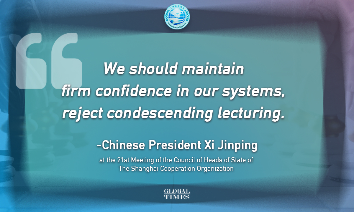 Highlights of Xi’s speech at the SCO summit Graphic: Xu Zihe/GT