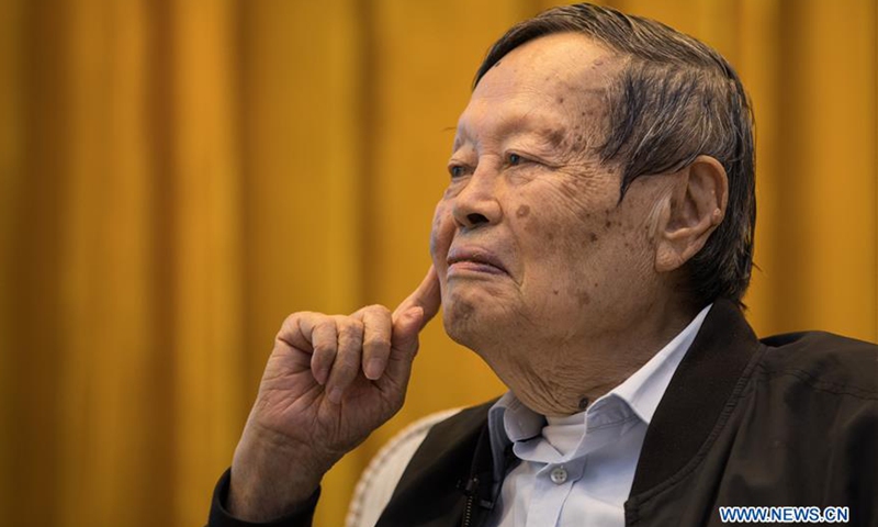 Yang Chen-ning, a Nobel prize-winning physicist, listens to questions raised by a student at the opening ceremony of the first CAS-Leopoldina Joint Conference in Beijing, capital of China, Sept. 9, 2019. File Photo:Xinhua