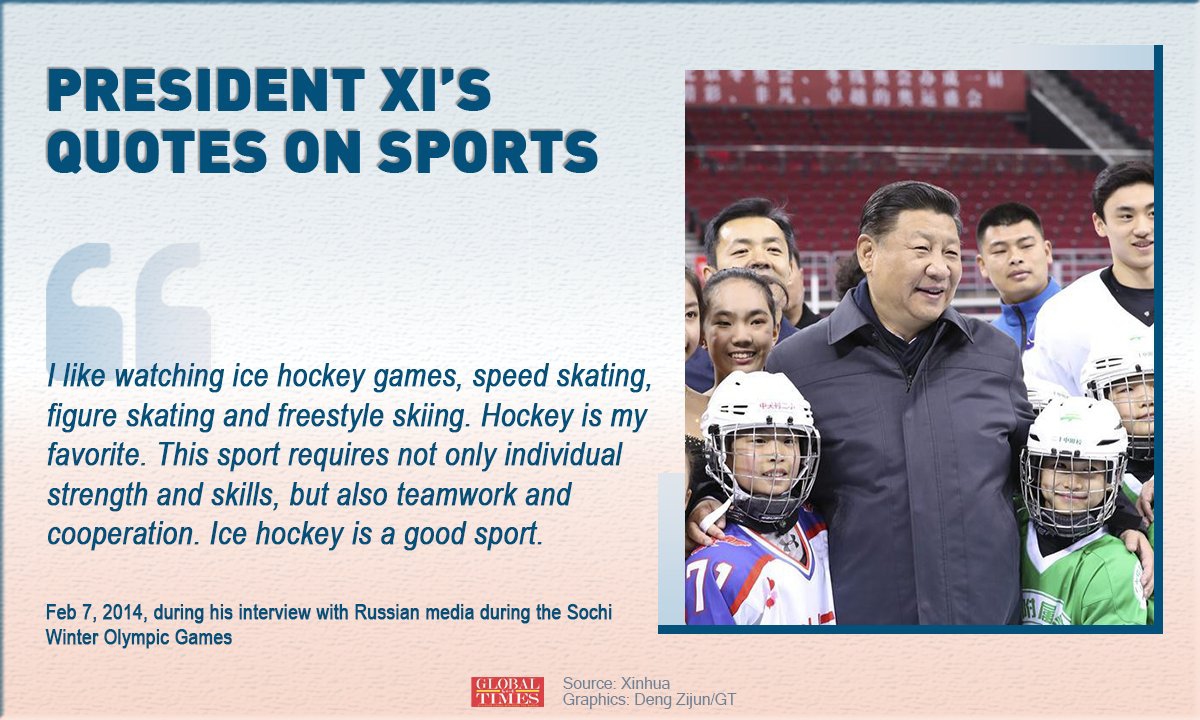 President Xi’s quotes on sports.Graphic:Deng Zijun/GT