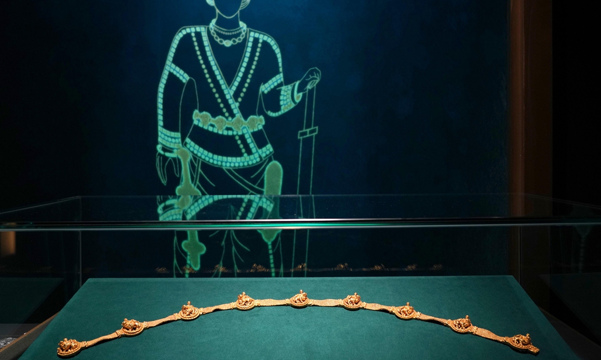 A gold belt in 25 to 50 from Afghanistan is showcased in Hong Kong in 2019. Photo:VCG