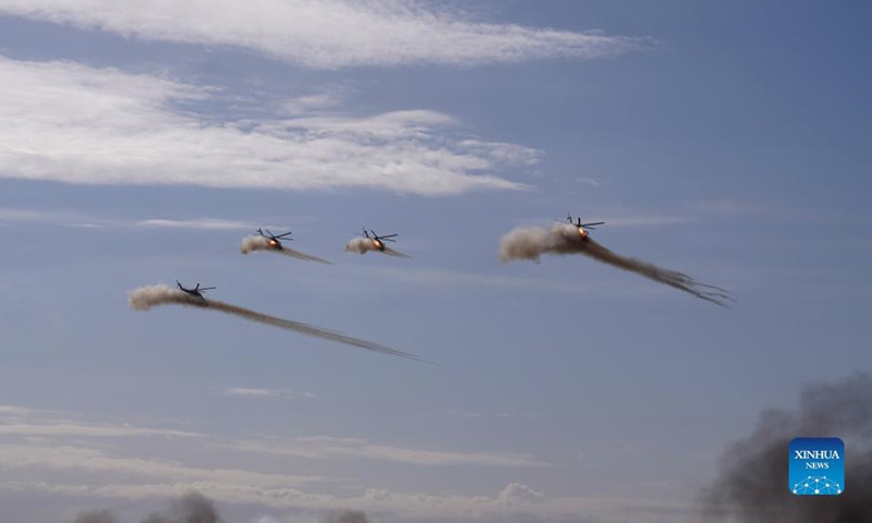 Photo taken on Sept. 23, 2021 shows the live-fire drill Peace Mission 2021 at the Donguz training range in Orenburg, Russia. Troops participating in the Peace Mission 2021, a counter-terrorism military exercise for Shanghai Cooperation Organization (SCO) member states, conducted a live ammunition drill at the Donguz training range in Orenburg, Russia on Thursday.Photo:Xinhua