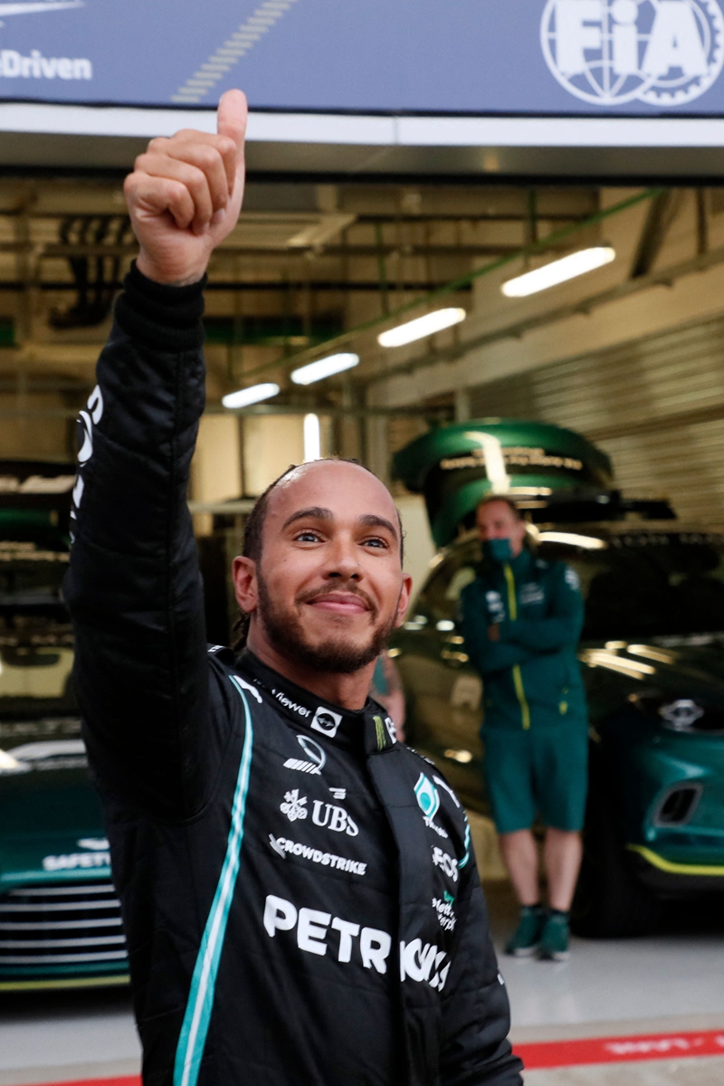 Lewis Hamilton celebrates winning on Sunday. Photo: VCG