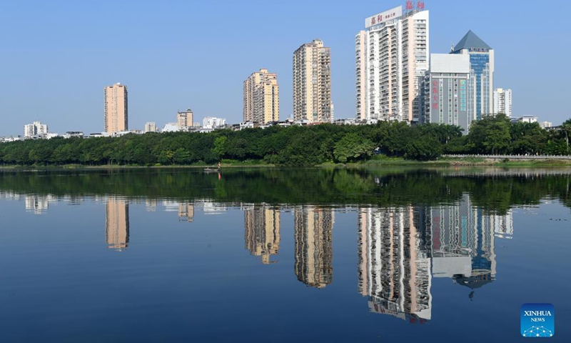 Photo taken on Sep 29, 2021 shows a view of Nanhu Lake in Nanning, south China's Guangxi Zhuang Autonomous Region.Photo:Xinhua