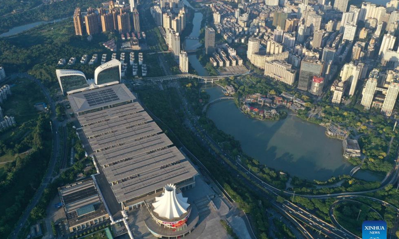Aerial photo taken on Sept. 27, 2021 shows an early morning view of Nanning, capital of south China's Guangxi Zhuang Autonomous Region.Photo:Xinhua