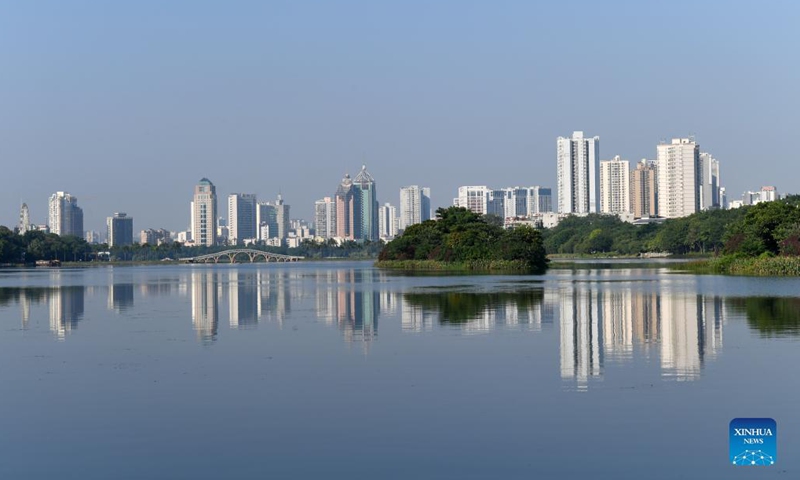 Photo taken on Sep 29, 2021 shows a view of Nanhu Lake in Nanning, south China's Guangxi Zhuang Autonomous Region.Photo:Xinhua