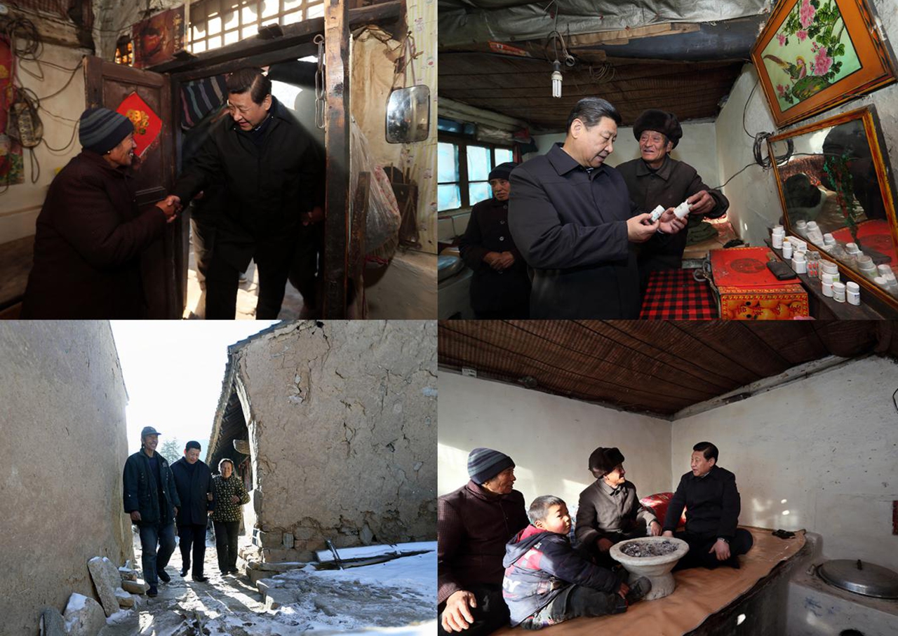 Xi Jinping visits residents of Luotuowan Village, Fuping County, Hebei Province, December 29-30, 2012.