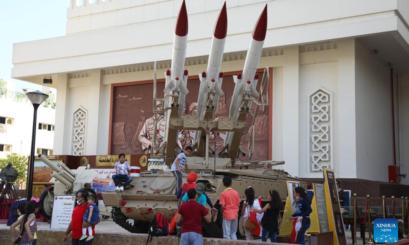 People visit the 6th of October War Panorama museum on the occasion of the 48th anniversary of the October War, also known as the 1973 Arab-Israeli War, in Cairo, Egypt, on Oct. 7, 2021.Photo:Xinhua