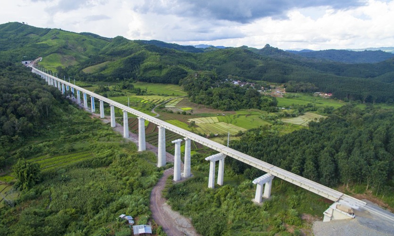 Photo taken on July 29, 2020 shows the construction site of the China-Laos Railway in northern Laos.(Photo: Xinhua)