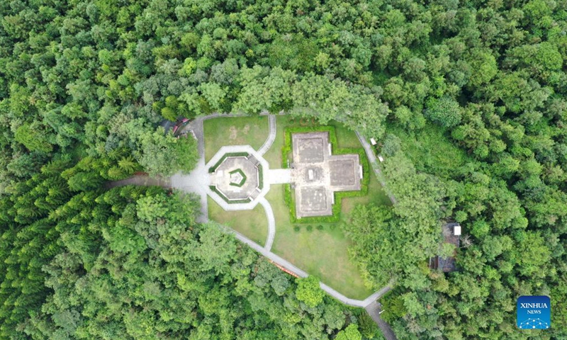 Aerial photo taken on Sept. 16, 2021 shows a war memorial of soldiers killed in the Kunlunguan Campaign, in Nanning, capital of south China's Guangxi Zhuang Autonomous Region.(Photo: Xinhua)