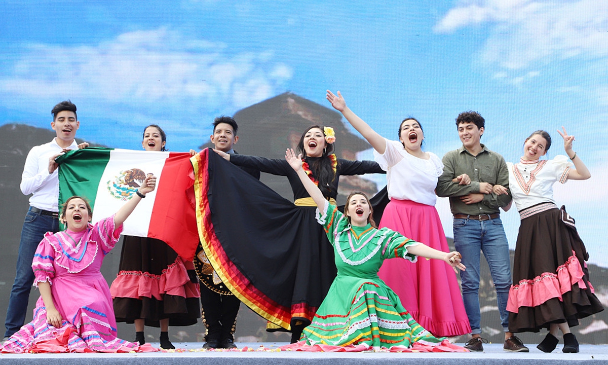 Overseas students perform at a cultural festival in Beijing Language and Culture University on May 19, 2019. Photo: CFP