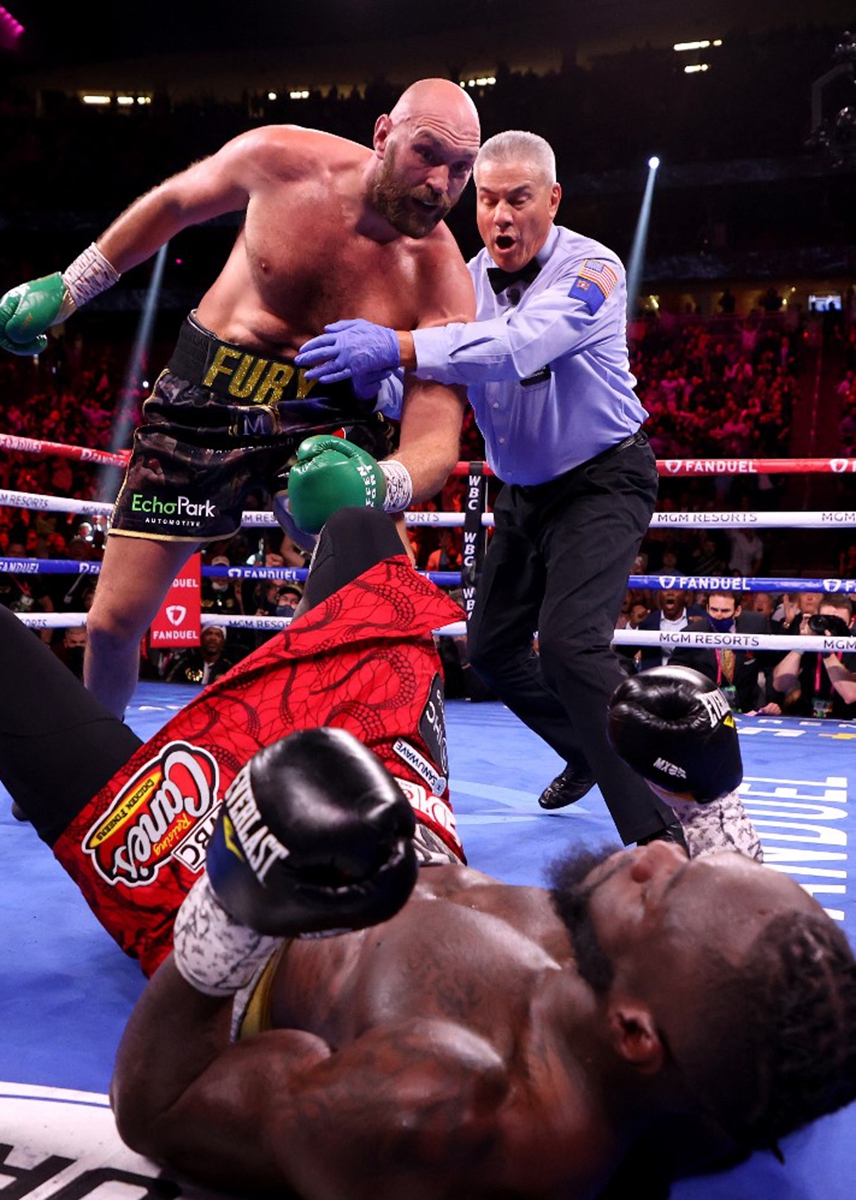 Tyson Fury (in black shorts) fights Deontay Wilder on October 9 in Las Vegas, Nevada. Photo: AFP