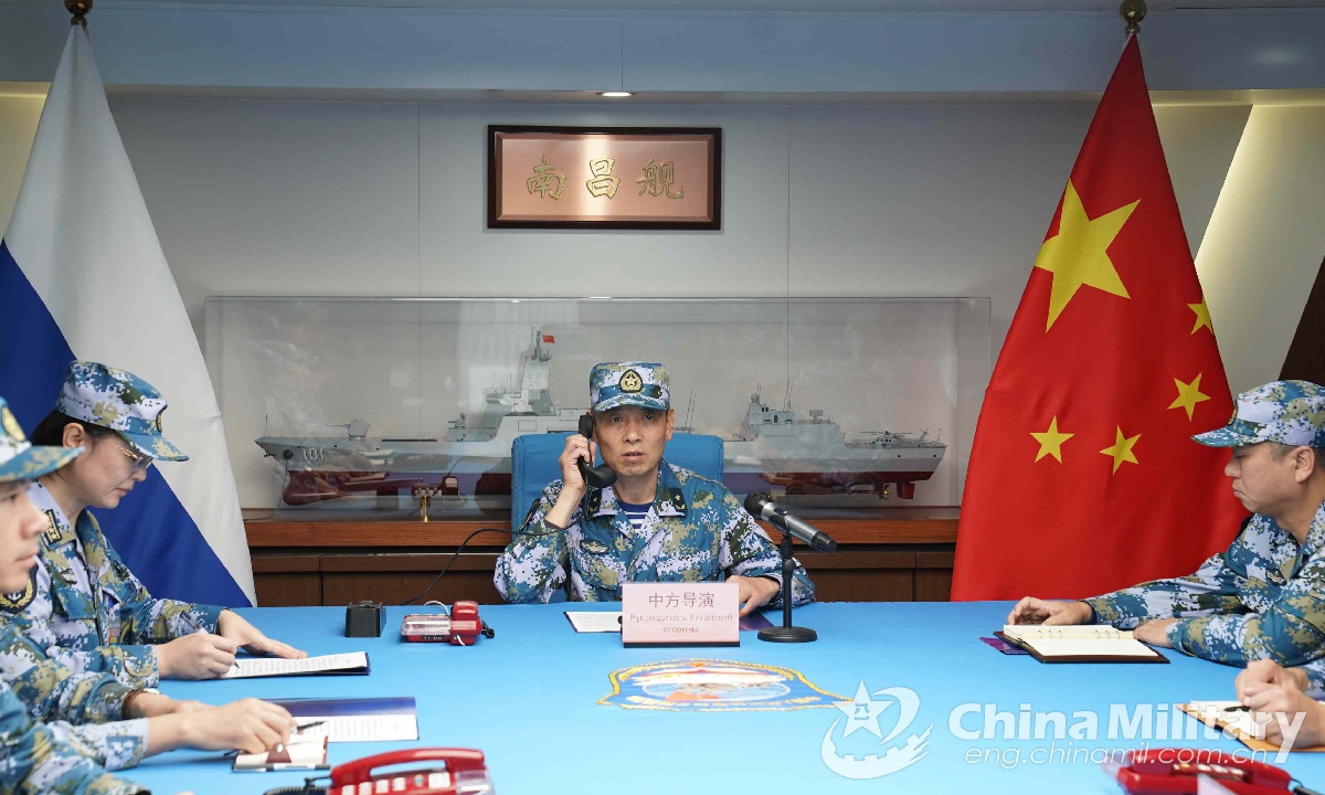 The Chinese troops participating in the China- Russia Joint Sea-2021 naval exercise attend the opening ceremony onboard the guided-missile destroyer Nanchang (Hull 101) on October 14, 2021. Photo:China Military